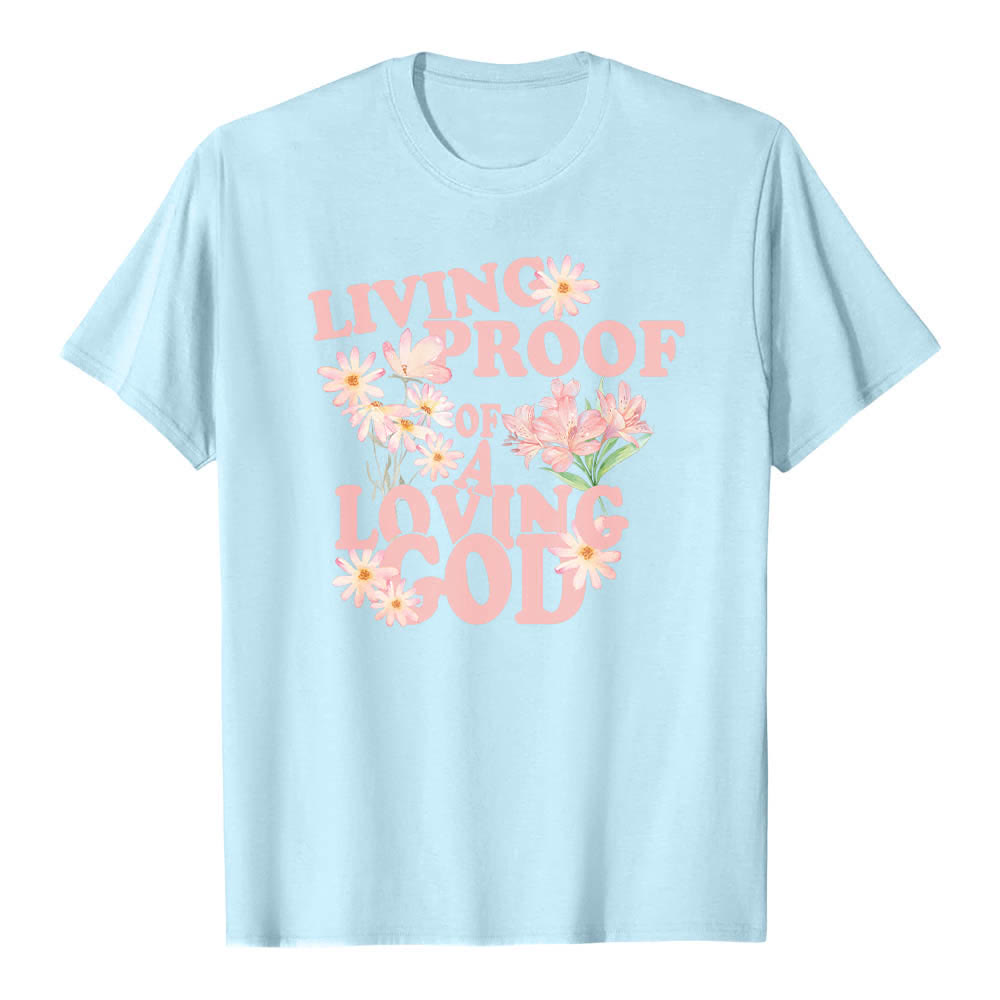 Christianartworkshop Doppelseitiger „Lebender Beweis eines liebenden Gottes“ – Klassisches T-Shirt mit Blumendruck - Blau - 2XL - image 5