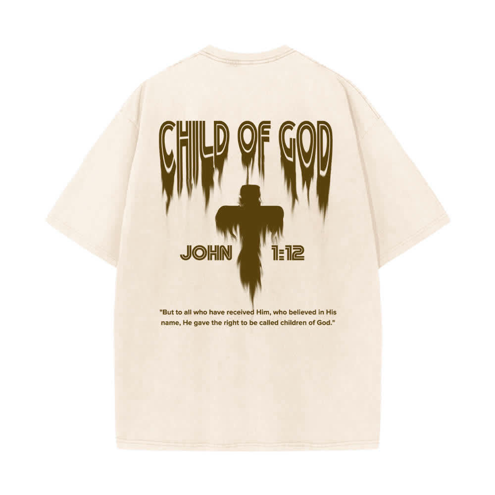 Christianartworkshop Doppelseitiges T-Shirt mit dem Aufdruck „Kind Gottes“ aus Johannes 1,12 im Used-Look - image 19