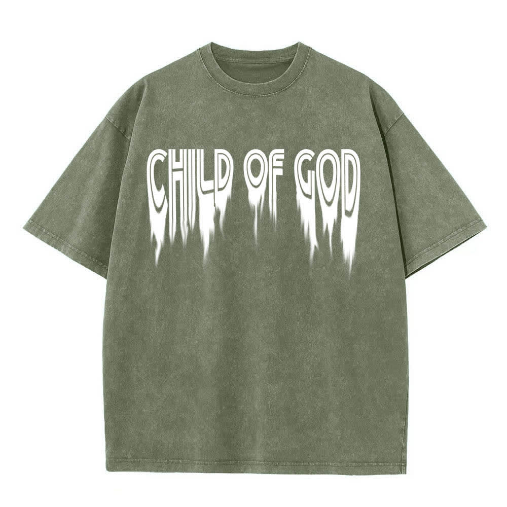 Christianartworkshop Doppelseitiges T-Shirt mit dem Aufdruck „Kind Gottes“ aus Johannes 1,12 im Used-Look - image 2
