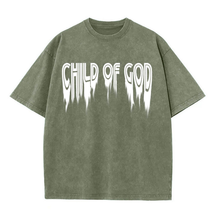 Christianartworkshop Doppelseitiges T-Shirt mit dem Aufdruck „Kind Gottes“ aus Johannes 1,12 im Used-Look - image 2