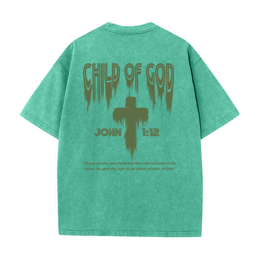 Christianartworkshop Doppelseitiges T-Shirt mit dem Aufdruck „Kind Gottes“ aus Johannes 1,12 im Used-Look - image 13