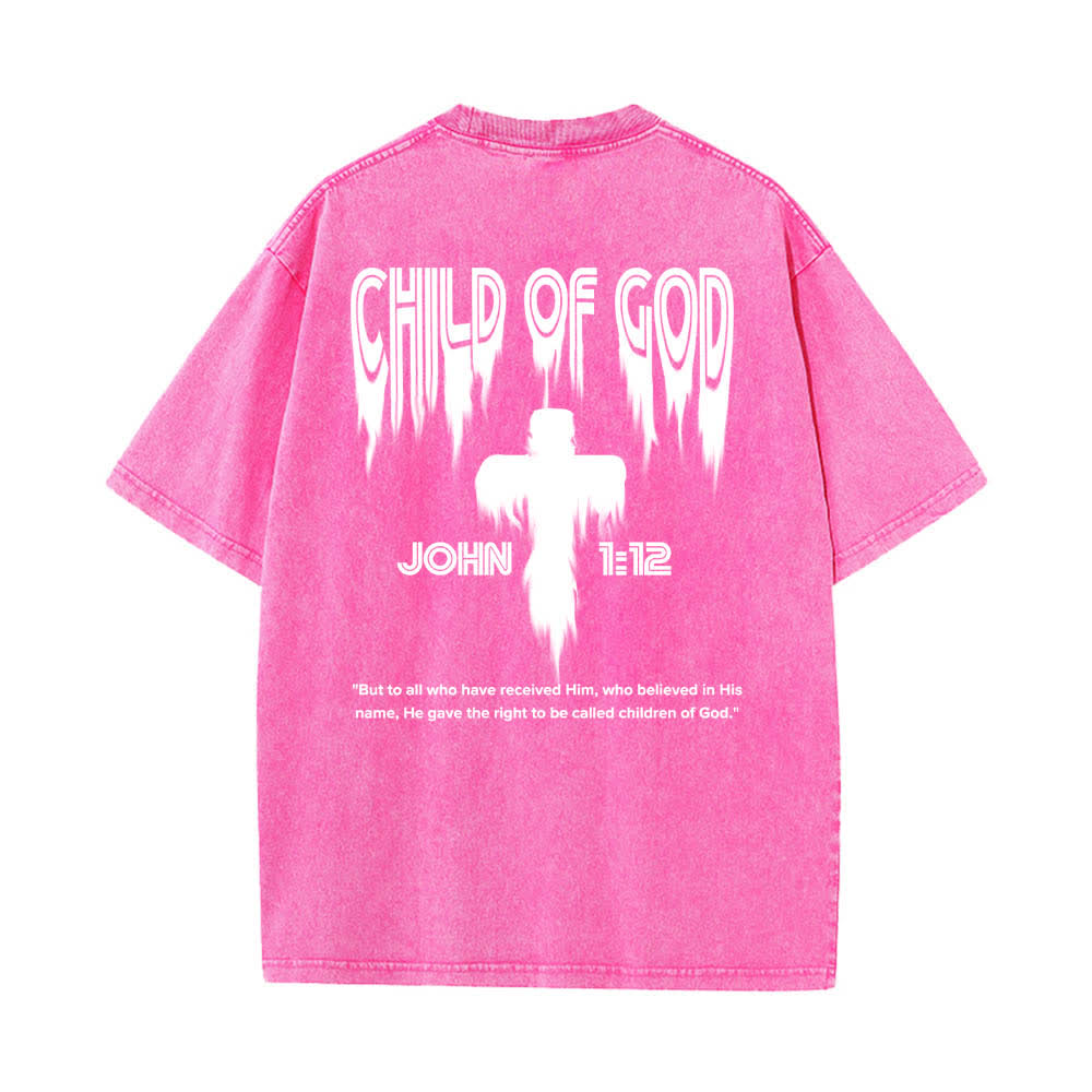 Christianartworkshop Doppelseitiges T-Shirt mit dem Aufdruck „Kind Gottes“ aus Johannes 1,12 im Used-Look - image 25