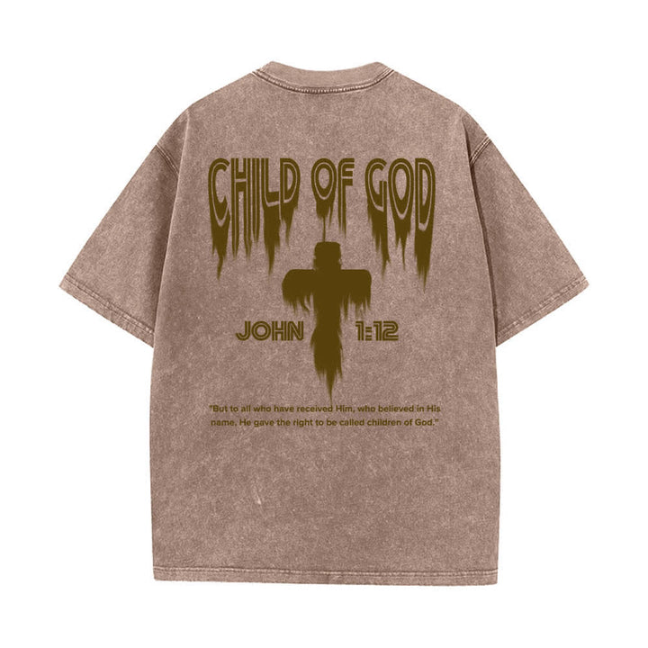Christianartworkshop Doppelseitiges T-Shirt mit dem Aufdruck „Kind Gottes“ aus Johannes 1,12 im Used-Look - image 7