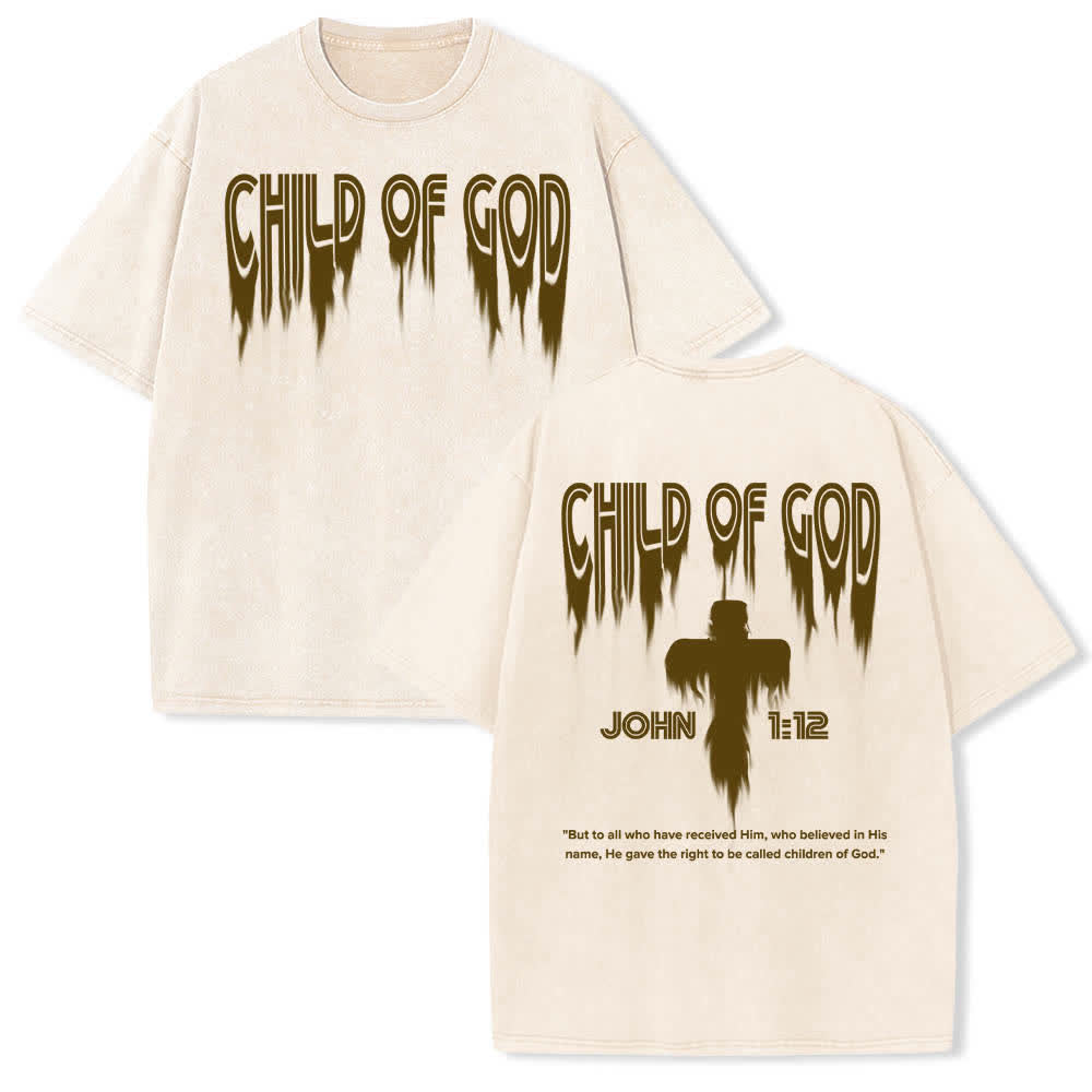 Christianartworkshop Doppelseitiges T-Shirt mit dem Aufdruck „Kind Gottes“ aus Johannes 1,12 im Used-Look - Beige - 5XL - image 18