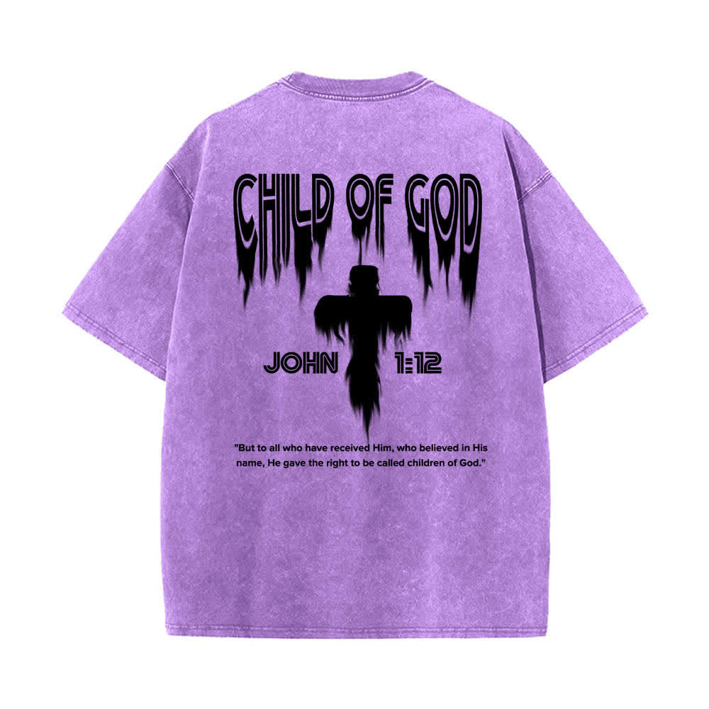 Christianartworkshop Doppelseitiges T-Shirt mit dem Aufdruck „Kind Gottes“ aus Johannes 1,12 im Used-Look - image 22