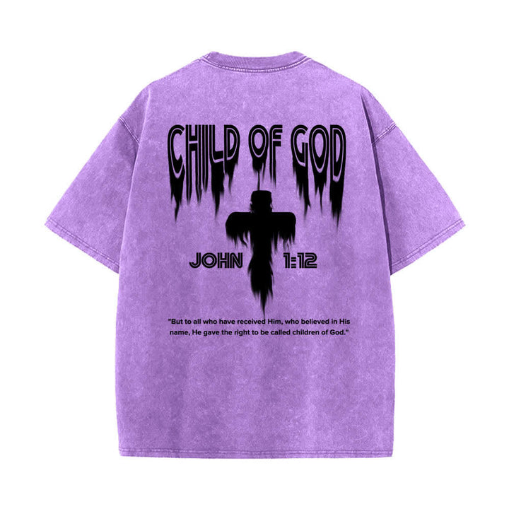 Christianartworkshop Doppelseitiges T-Shirt mit dem Aufdruck „Kind Gottes“ aus Johannes 1,12 im Used-Look - image 22