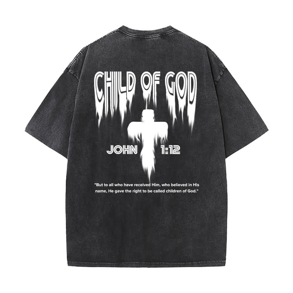Christianartworkshop Doppelseitiges T-Shirt mit dem Aufdruck „Kind Gottes“ aus Johannes 1,12 im Used-Look - image 16