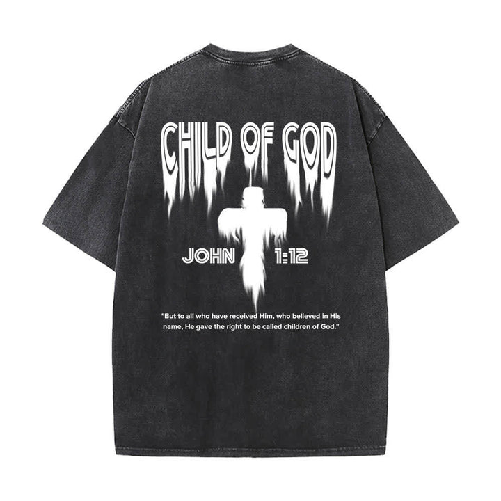 Christianartworkshop Doppelseitiges T-Shirt mit dem Aufdruck „Kind Gottes“ aus Johannes 1,12 im Used-Look - image 16