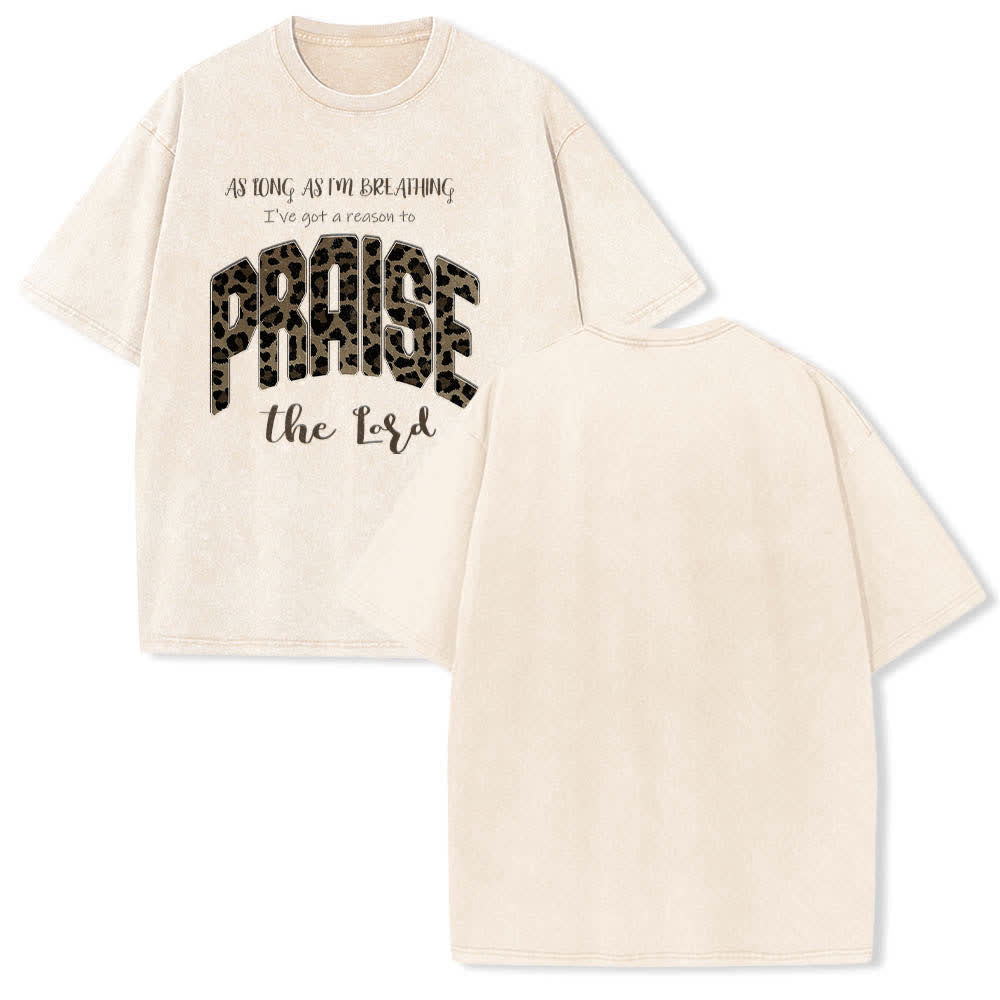 Christianartworkshop Doppelseitiges T-Shirt mit Leopardenmuster und dem Aufdruck „Praise The Lord“ - Beige - 5XL - image 24