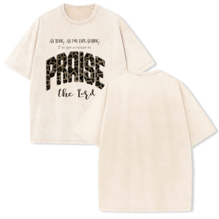 Christianartworkshop Doppelseitiges T-Shirt mit Leopardenmuster und dem Aufdruck „Praise The Lord“ - Beige - 5XL - image 24