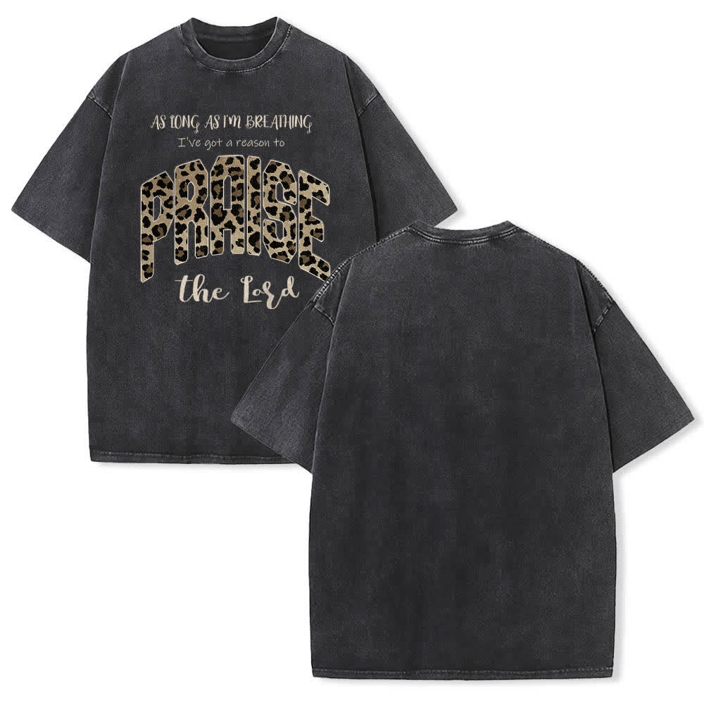 Christianartworkshop Doppelseitiges T-Shirt mit Leopardenmuster und dem Aufdruck „Praise The Lord“ - Schwarz - 5XL - image 21