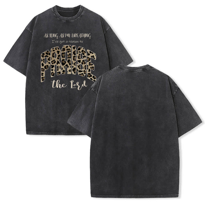 Christianartworkshop Doppelseitiges T-Shirt mit Leopardenmuster und dem Aufdruck „Praise The Lord“ - Schwarz - 5XL - image 21