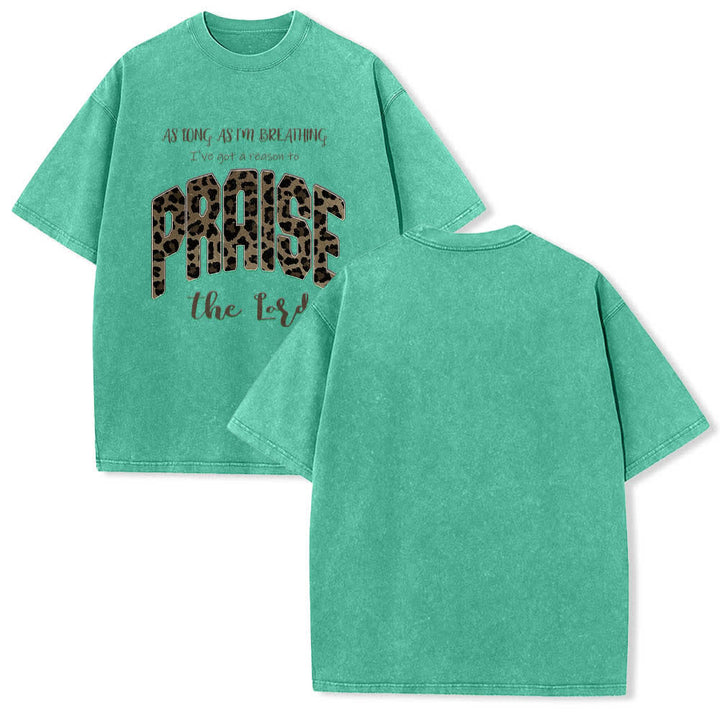 Christianartworkshop Doppelseitiges T-Shirt mit Leopardenmuster und dem Aufdruck „Praise The Lord“ - Grün - 5XL - image 18
