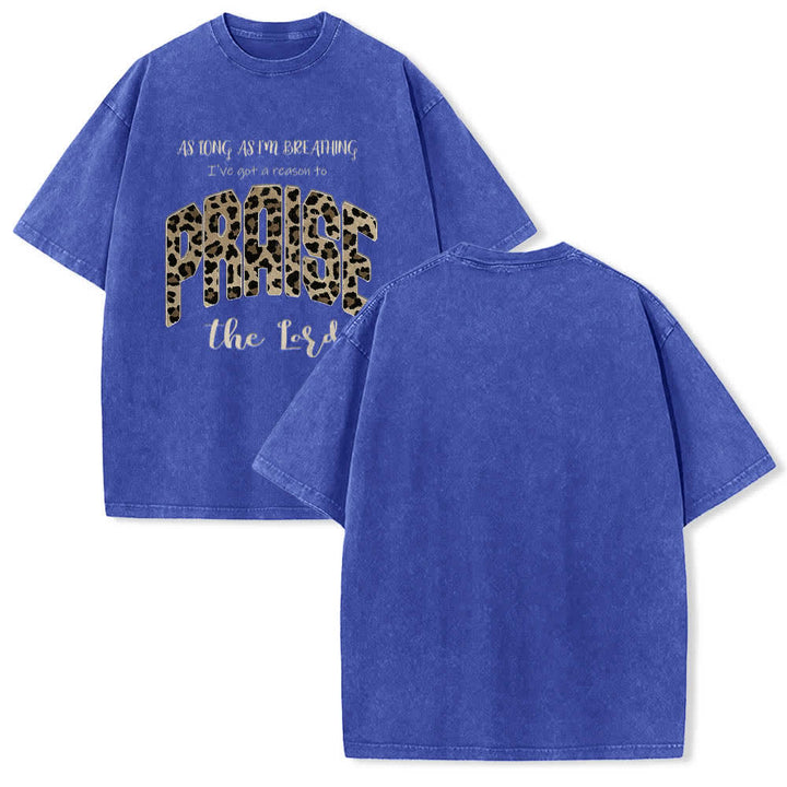 Christianartworkshop Doppelseitiges T-Shirt mit Leopardenmuster und dem Aufdruck „Praise The Lord“ - Blau - 5XL - image 9