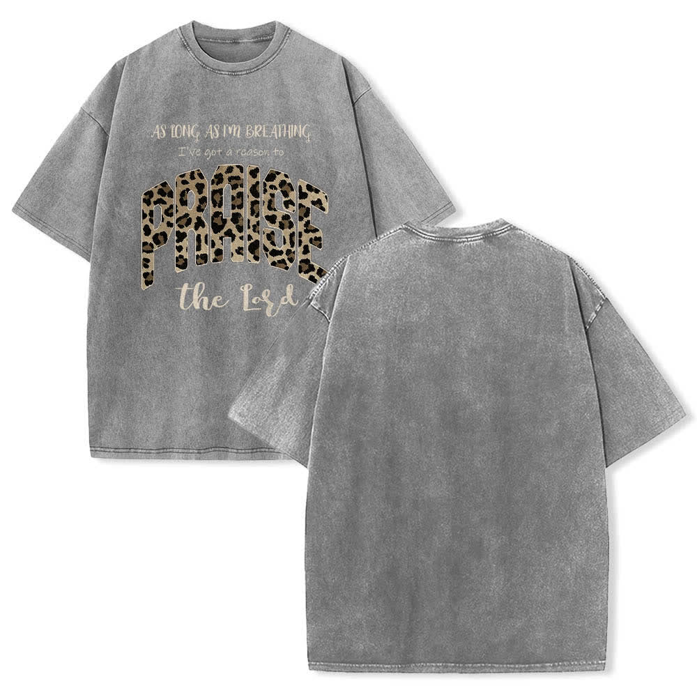 Christianartworkshop Doppelseitiges T-Shirt mit Leopardenmuster und dem Aufdruck „Praise The Lord“ - Grau - 5XL - image 15