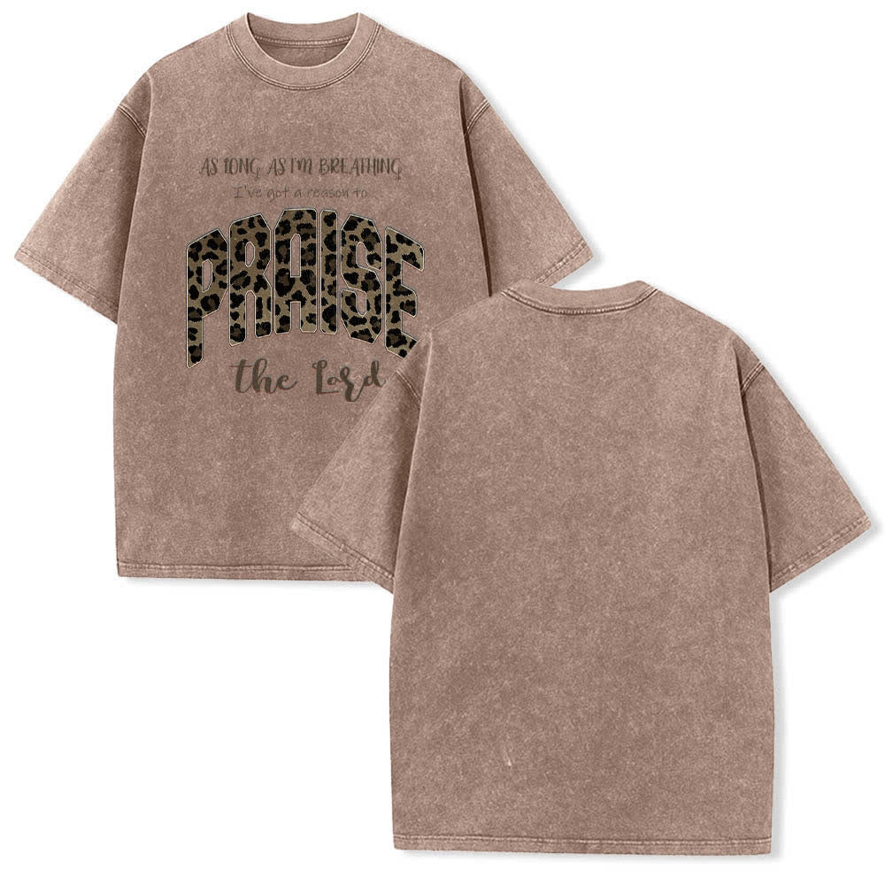 Christianartworkshop Doppelseitiges T-Shirt mit Leopardenmuster und dem Aufdruck „Praise The Lord“ - Braun - 5XL - image 12