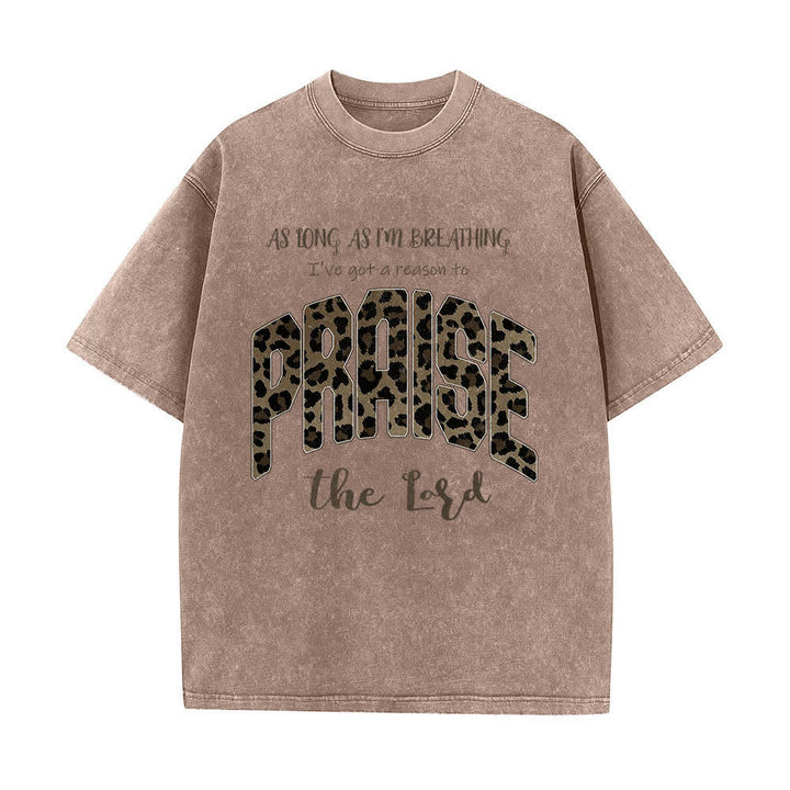 Christianartworkshop Doppelseitiges T-Shirt mit Leopardenmuster und dem Aufdruck „Praise The Lord“ - image 13
