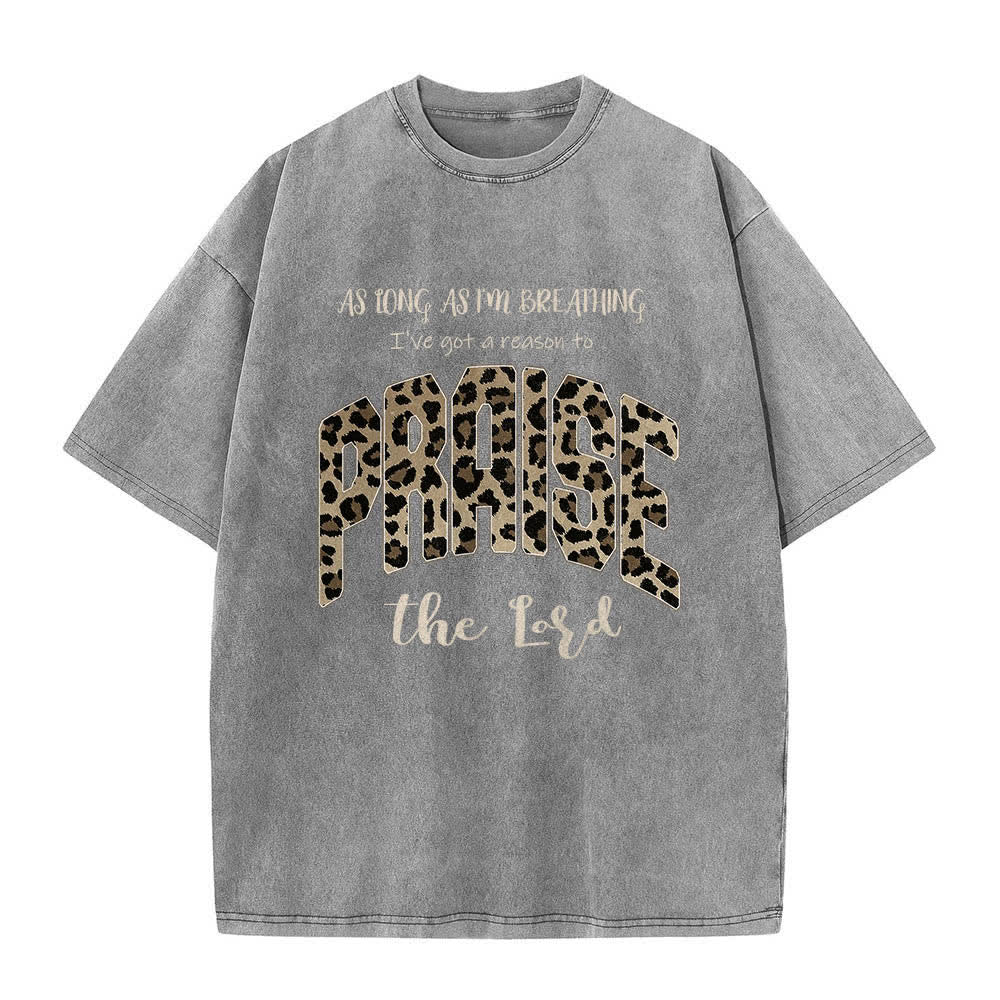 Christianartworkshop Doppelseitiges T-Shirt mit Leopardenmuster und dem Aufdruck „Praise The Lord“ - image 16
