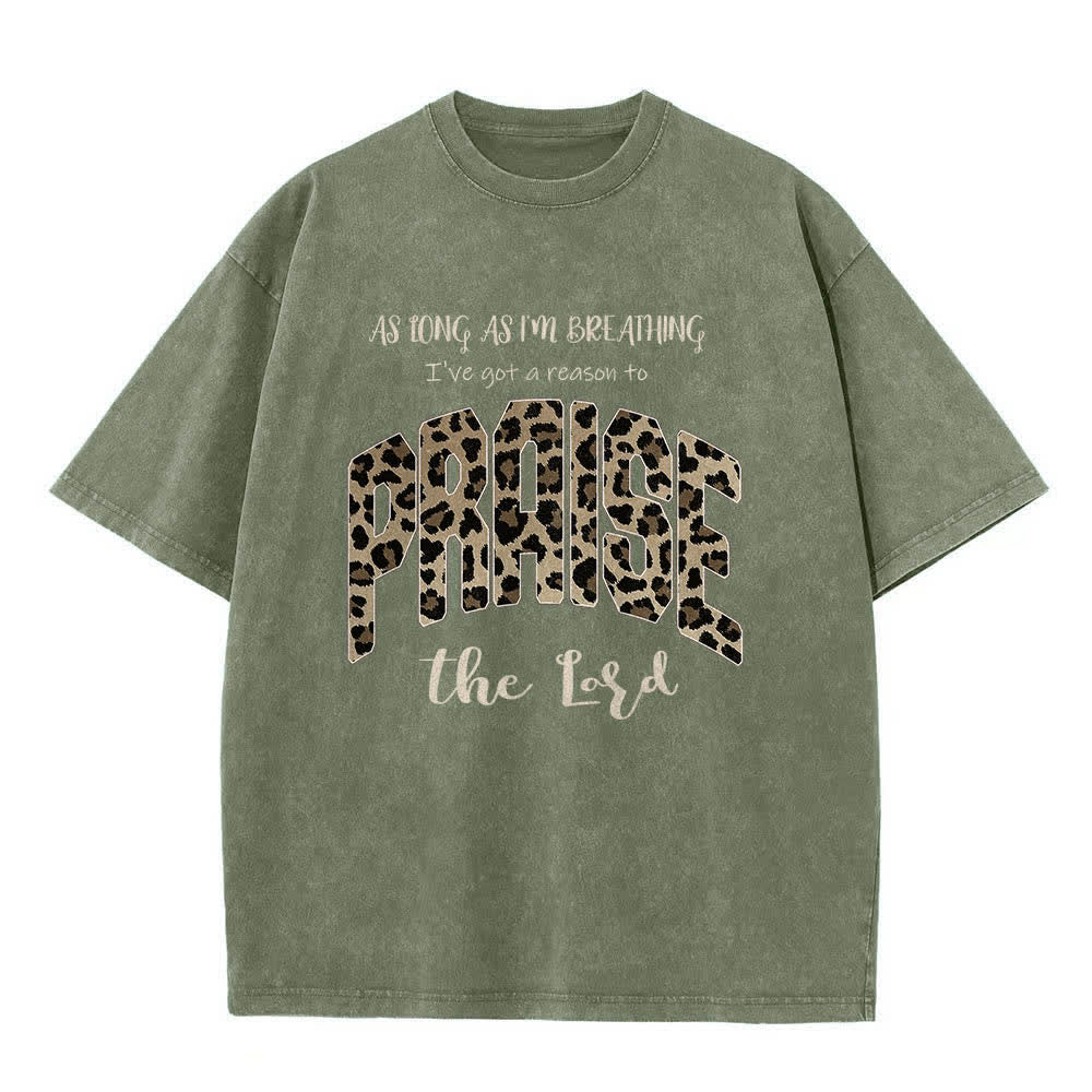 Christianartworkshop Doppelseitiges T-Shirt mit Leopardenmuster und dem Aufdruck „Praise The Lord“ - image 7