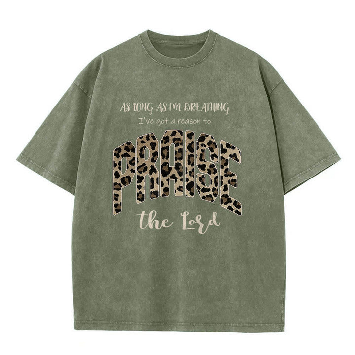 Christianartworkshop Doppelseitiges T-Shirt mit Leopardenmuster und dem Aufdruck „Praise The Lord“ - image 7