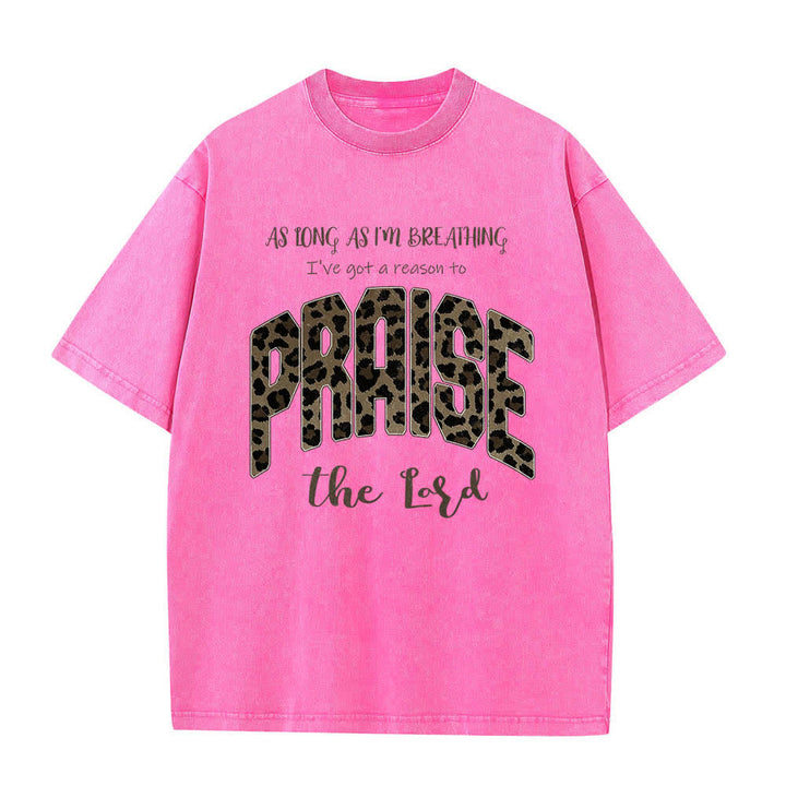 Christianartworkshop Doppelseitiges T-Shirt mit Leopardenmuster und dem Aufdruck „Praise The Lord“ - image 4