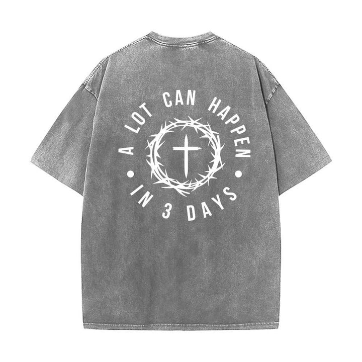 Christianartworkshop Doppelseitiges, gewaschenes T-Shirt mit Dornenkrone-Kreuz-Buchstabenprint - image 22