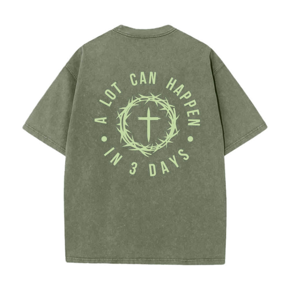 Christianartworkshop Doppelseitiges, gewaschenes T-Shirt mit Dornenkrone-Kreuz-Buchstabenprint - image 13