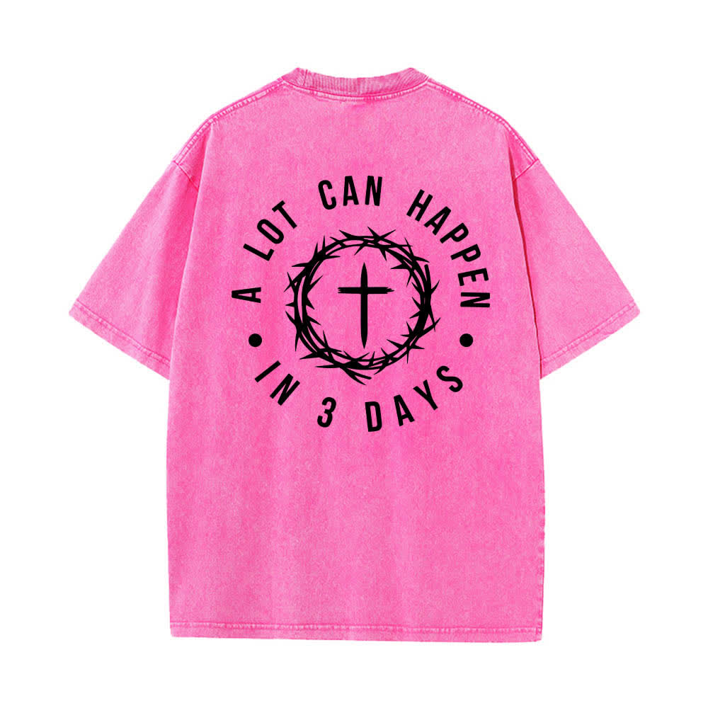Christianartworkshop Doppelseitiges, gewaschenes T-Shirt mit Dornenkrone-Kreuz-Buchstabenprint - image 10