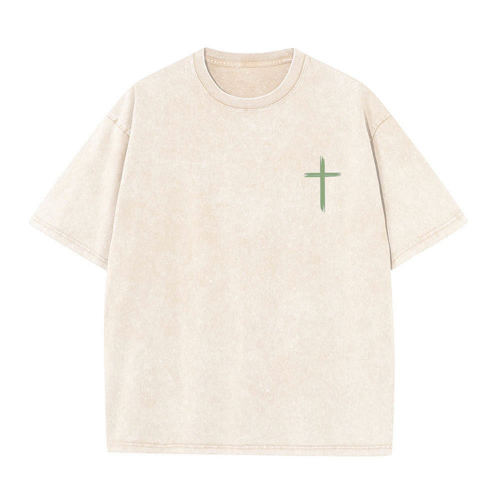 Christianartworkshop Doppelseitiges, gewaschenes T-Shirt mit floralem Kreuz-Buchstabenprint und dem Aufdruck „Alles, was du tust, soll in Liebe geschehen“. - image 8