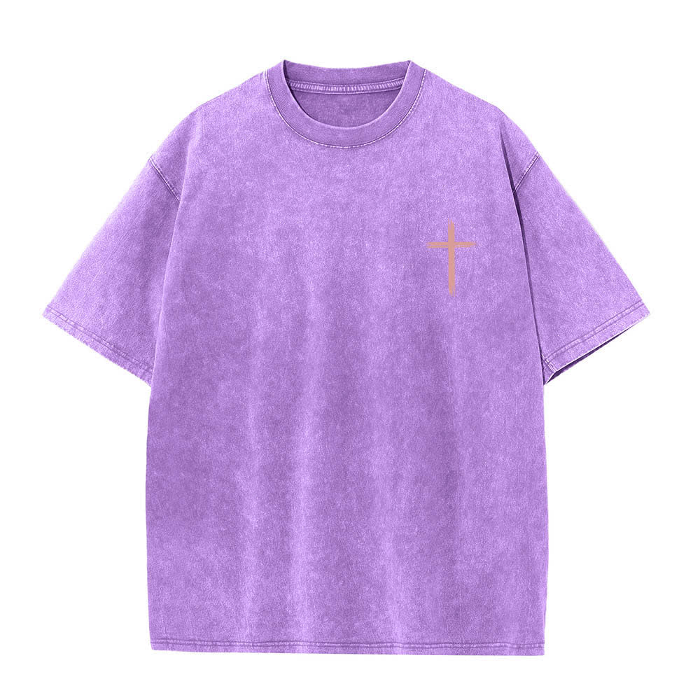 Christianartworkshop Doppelseitiges, gewaschenes T-Shirt mit floralem Kreuz-Buchstabenprint und dem Aufdruck „Alles, was du tust, soll in Liebe geschehen“. - image 11