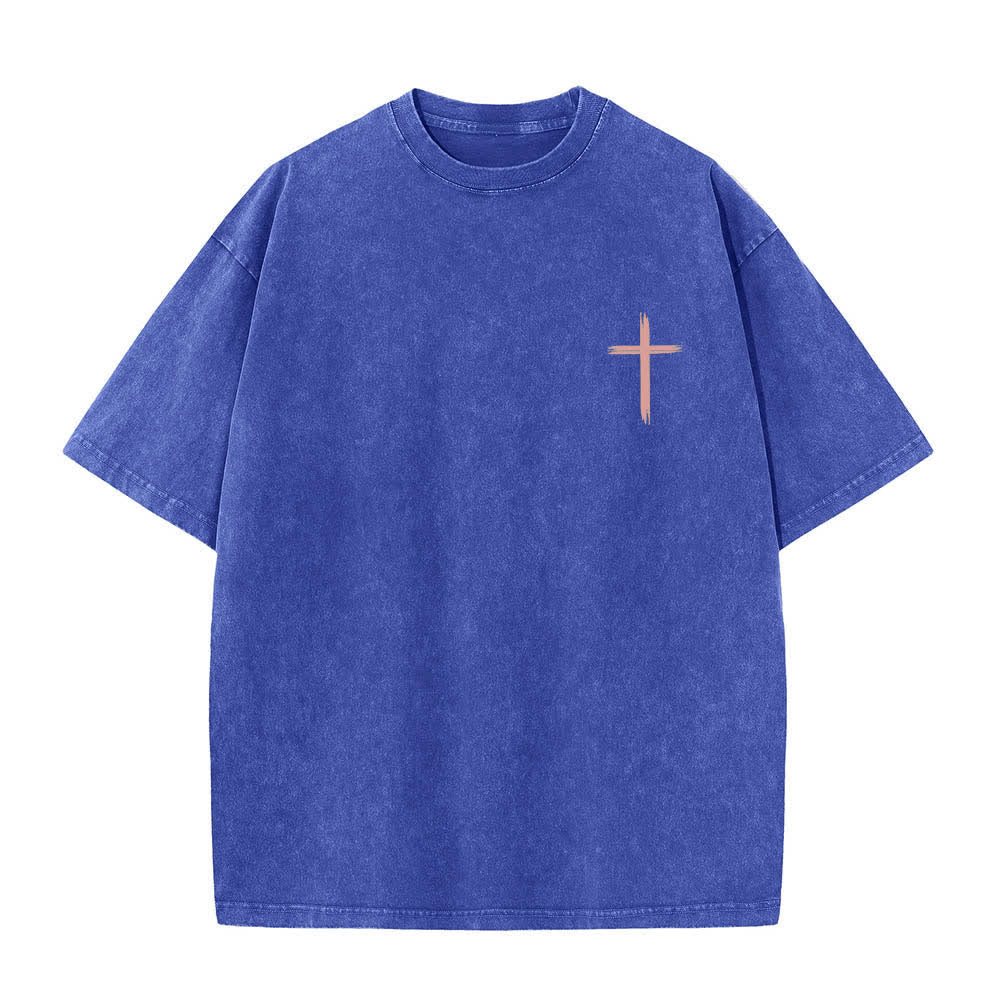 Christianartworkshop Doppelseitiges, gewaschenes T-Shirt mit floralem Kreuz-Buchstabenprint und dem Aufdruck „Alles, was du tust, soll in Liebe geschehen“. - image 20