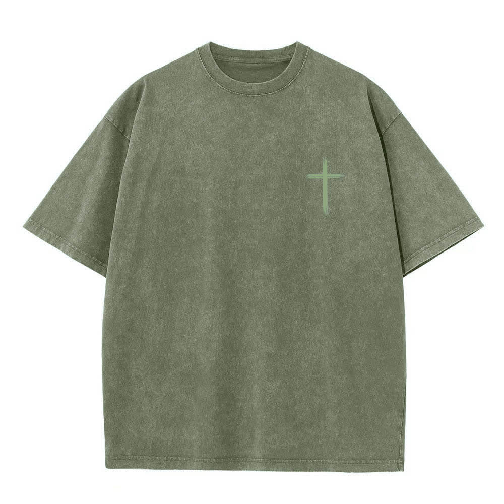 Christianartworkshop Doppelseitiges, gewaschenes T-Shirt mit floralem Kreuz-Buchstabenprint und dem Aufdruck „Alles, was du tust, soll in Liebe geschehen“. - image 17