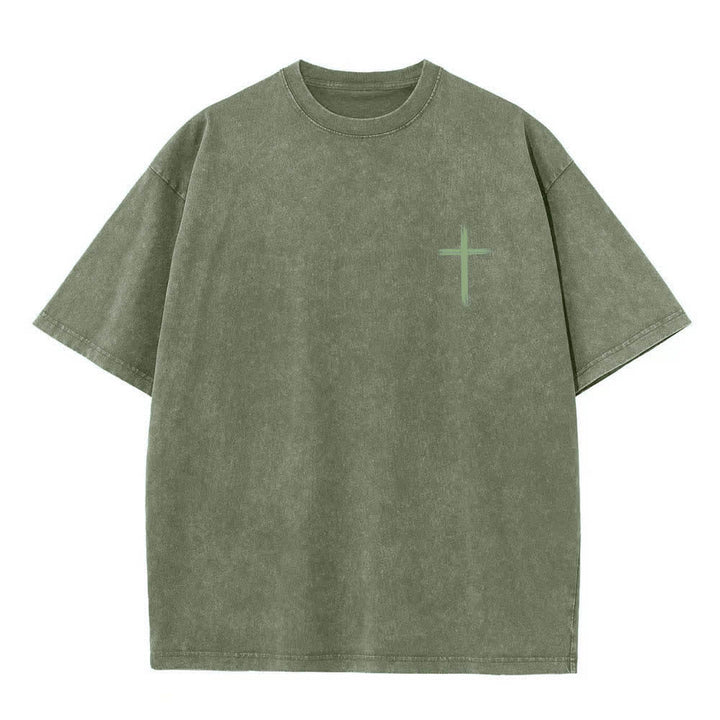 Christianartworkshop Doppelseitiges, gewaschenes T-Shirt mit floralem Kreuz-Buchstabenprint und dem Aufdruck „Alles, was du tust, soll in Liebe geschehen“. - image 17