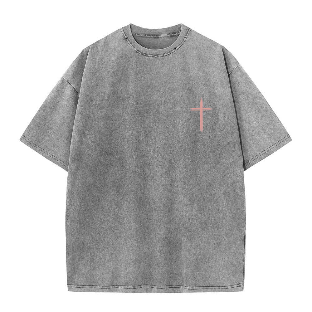 Christianartworkshop Doppelseitiges, gewaschenes T-Shirt mit floralem Kreuz-Buchstabenprint und dem Aufdruck „Alles, was du tust, soll in Liebe geschehen“. - image 26
