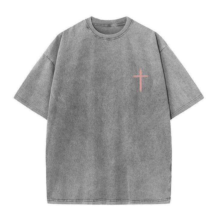 Christianartworkshop Doppelseitiges, gewaschenes T-Shirt mit floralem Kreuz-Buchstabenprint und dem Aufdruck „Alles, was du tust, soll in Liebe geschehen“. - image 26