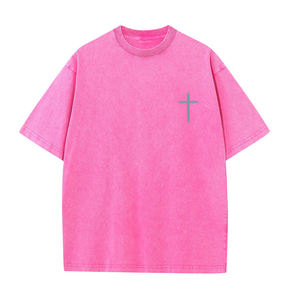 Christianartworkshop Doppelseitiges, gewaschenes T-Shirt mit floralem Kreuz-Buchstabenprint und dem Aufdruck „Alles, was du tust, soll in Liebe geschehen“. - image 14