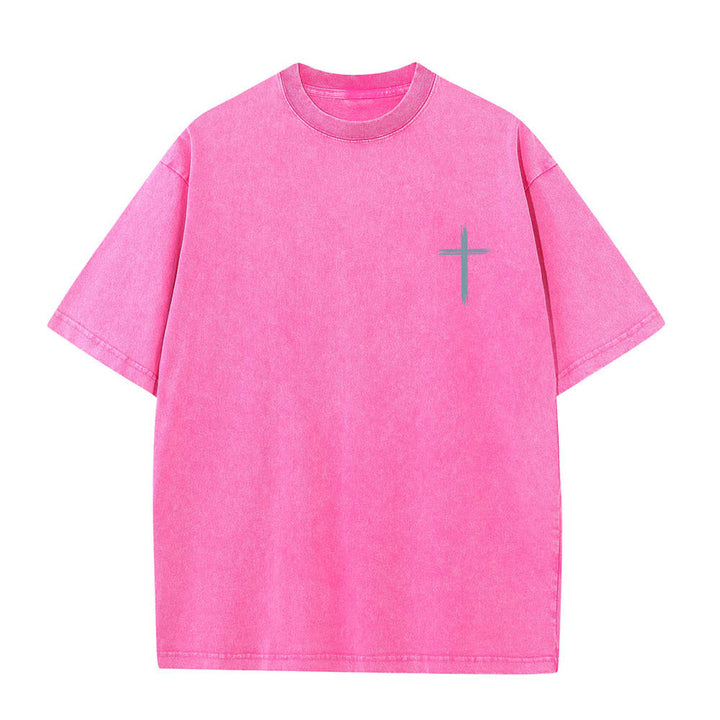 Christianartworkshop Doppelseitiges, gewaschenes T-Shirt mit floralem Kreuz-Buchstabenprint und dem Aufdruck „Alles, was du tust, soll in Liebe geschehen“. - image 14