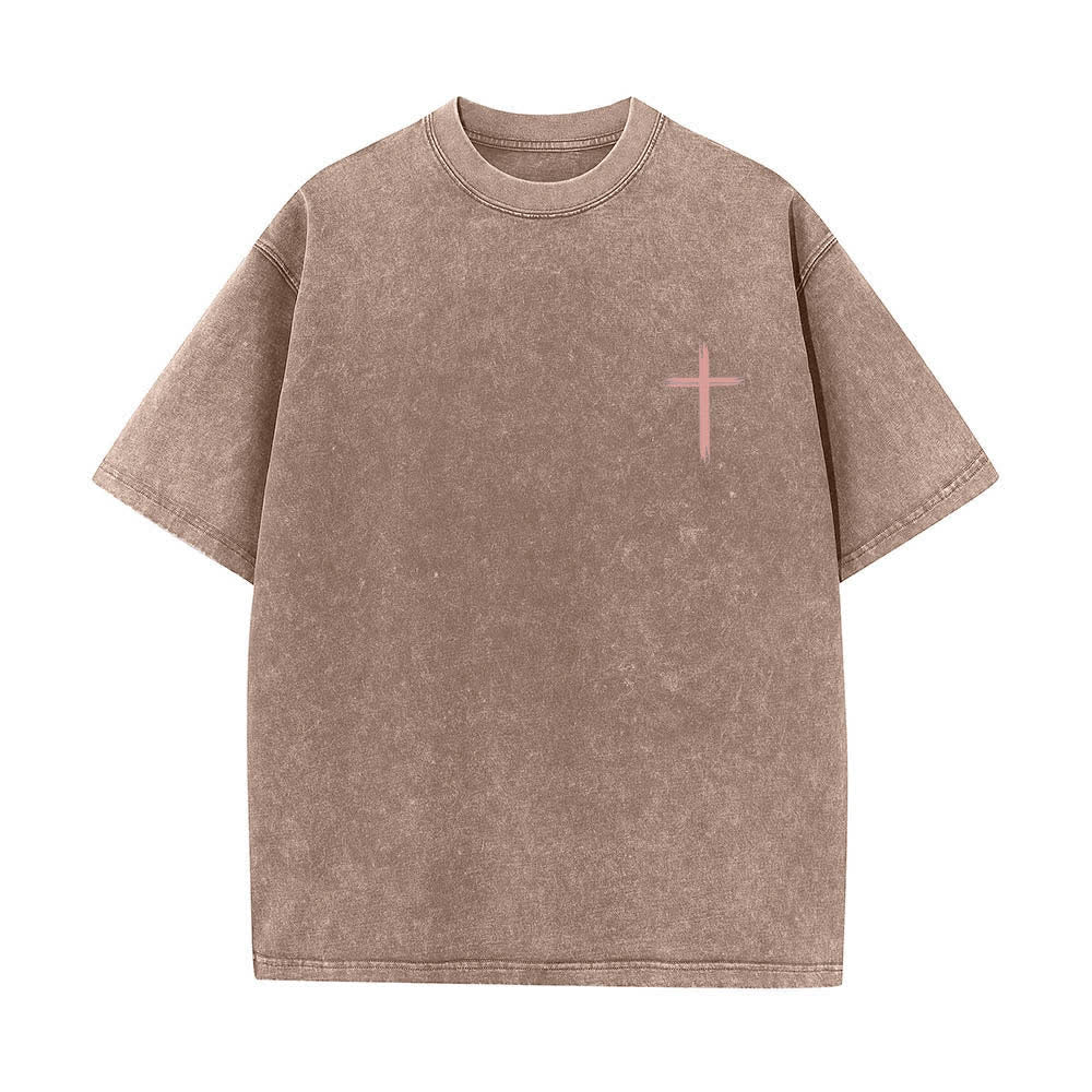 Christianartworkshop Doppelseitiges, gewaschenes T-Shirt mit floralem Kreuz-Buchstabenprint und dem Aufdruck „Alles, was du tust, soll in Liebe geschehen“. - image 23