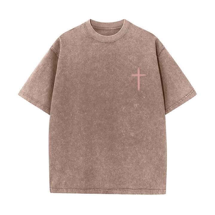 Christianartworkshop Doppelseitiges, gewaschenes T-Shirt mit floralem Kreuz-Buchstabenprint und dem Aufdruck „Alles, was du tust, soll in Liebe geschehen“. - image 23