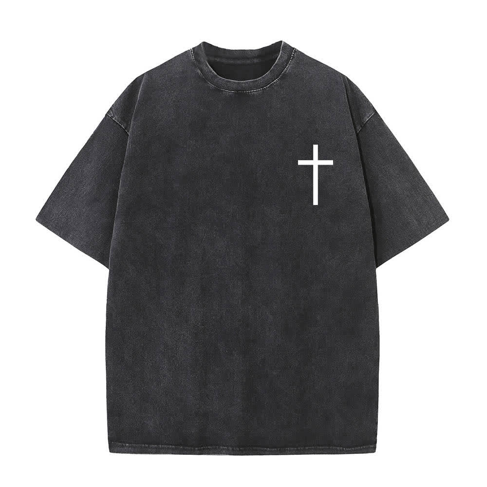 Christianartworkshop Doppelseitig bedrucktes T-Shirt mit Kreuz-Schriftzeichen aus Philipper 4,13 - image 8