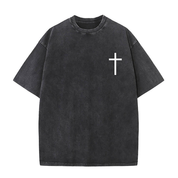 Christianartworkshop Doppelseitig bedrucktes T-Shirt mit Kreuz-Schriftzeichen aus Philipper 4,13 - image 8