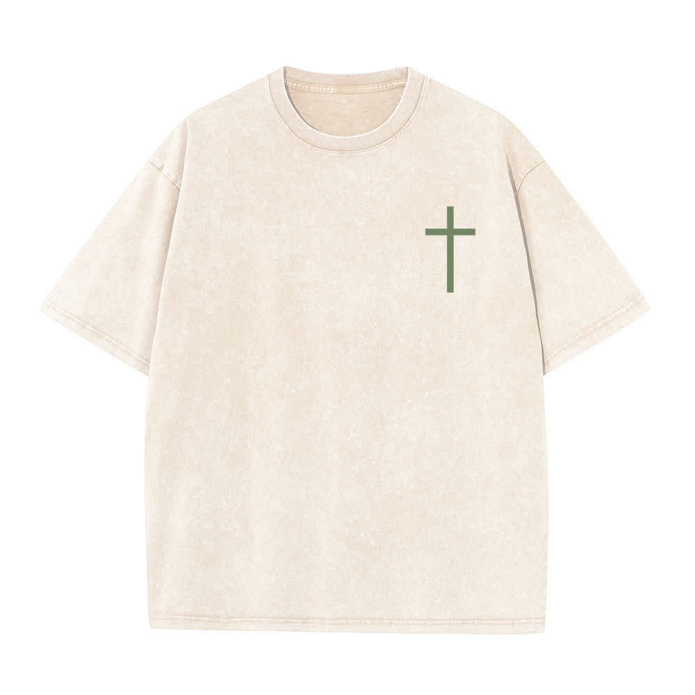 Christianartworkshop Doppelseitig bedrucktes T-Shirt mit Kreuz-Schriftzeichen aus Philipper 4,13 - image 11