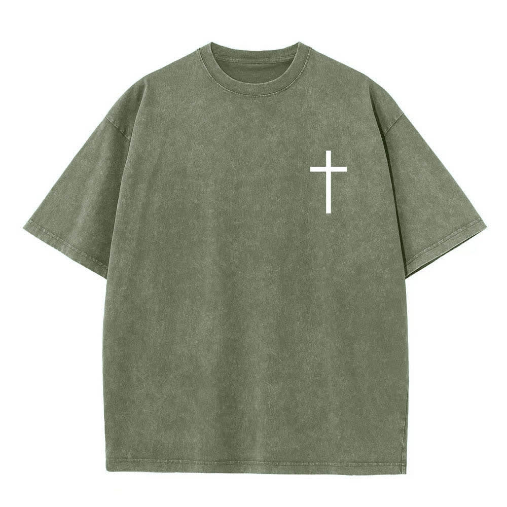 Christianartworkshop Doppelseitig bedrucktes T-Shirt mit Kreuz-Schriftzeichen aus Philipper 4,13 - image 20