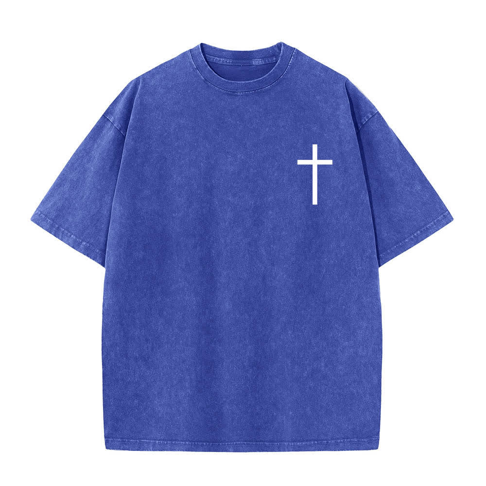 Christianartworkshop Doppelseitig bedrucktes T-Shirt mit Kreuz-Schriftzeichen aus Philipper 4,13 - image 23