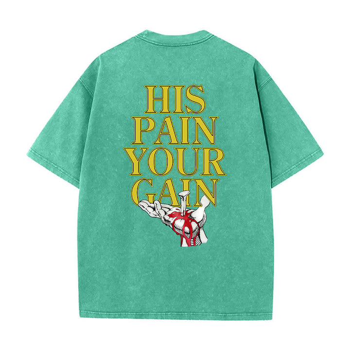 Christianartworkshop Lord's Gym T-Shirt mit doppelseitigem, grafischem Buchstabenprint „His Pain Your Gain“ – gewaschen - image 8