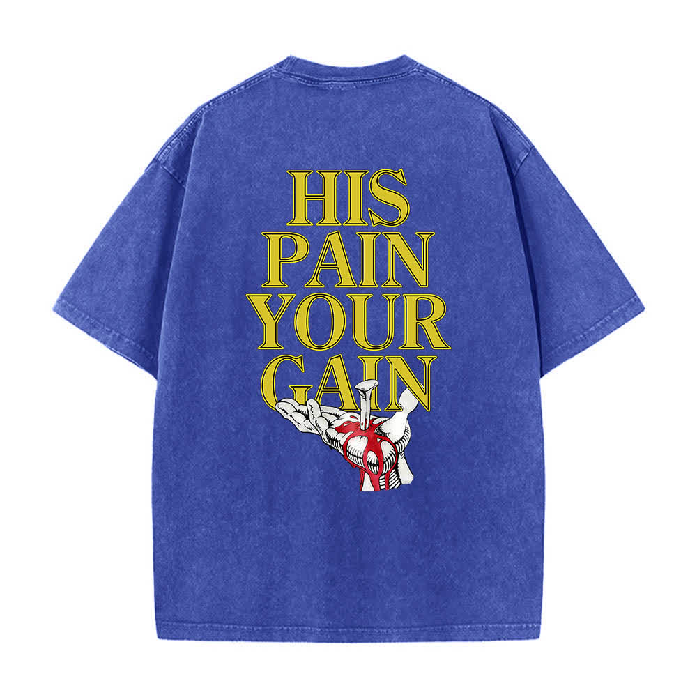 Christianartworkshop Lord's Gym T-Shirt mit doppelseitigem, grafischem Buchstabenprint „His Pain Your Gain“ – gewaschen - image 26