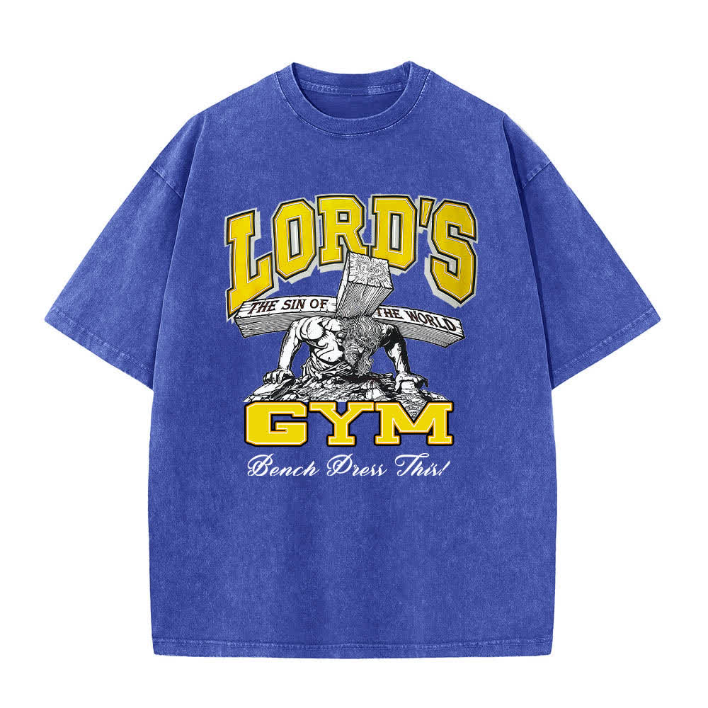 Christianartworkshop Lord's Gym T-Shirt mit doppelseitigem, grafischem Buchstabenprint „His Pain Your Gain“ – gewaschen - image 25