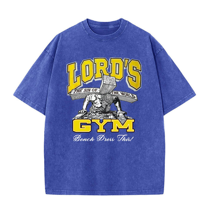 Christianartworkshop Lord's Gym T-Shirt mit doppelseitigem, grafischem Buchstabenprint „His Pain Your Gain“ – gewaschen - image 25