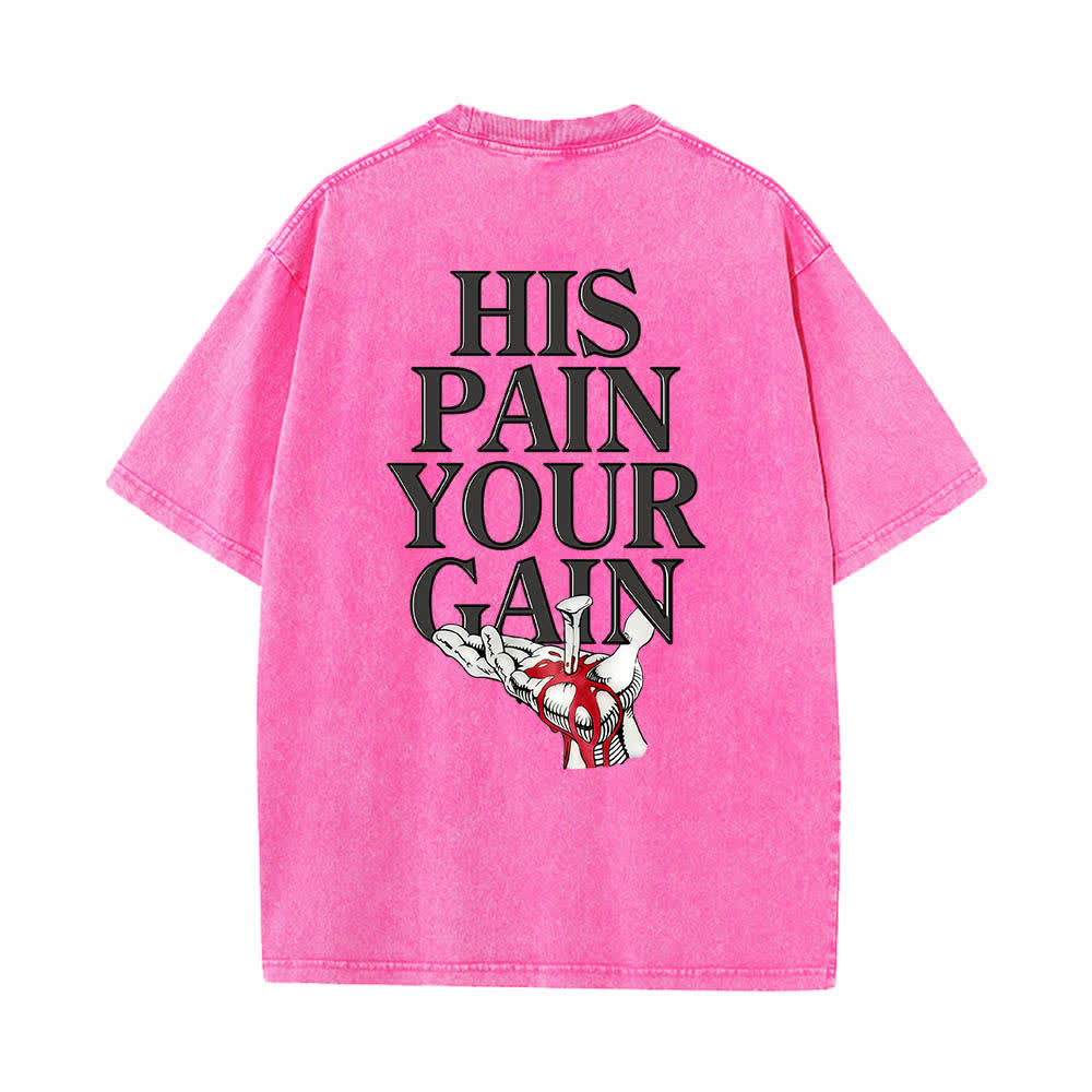 Christianartworkshop Lord's Gym T-Shirt mit doppelseitigem, grafischem Buchstabenprint „His Pain Your Gain“ – gewaschen - image 20