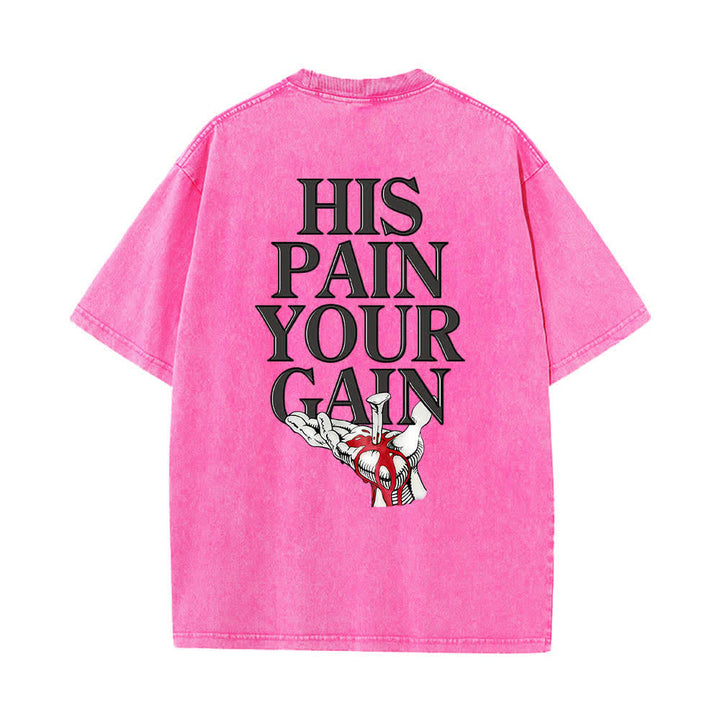 Christianartworkshop Lord's Gym T-Shirt mit doppelseitigem, grafischem Buchstabenprint „His Pain Your Gain“ – gewaschen - image 20
